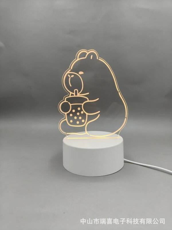 クロスボーダークリエイティブ Nezha Labubu 3D ナイトライトアクリル雰囲気ライト誕生日ギフトベッドサイド子供用テーブルランプ|undefined