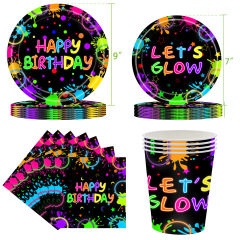 爆発光るパーティー用品子供誕生日パーティーネオンテーマ舞踏会パーティー食器紙コップ紙皿