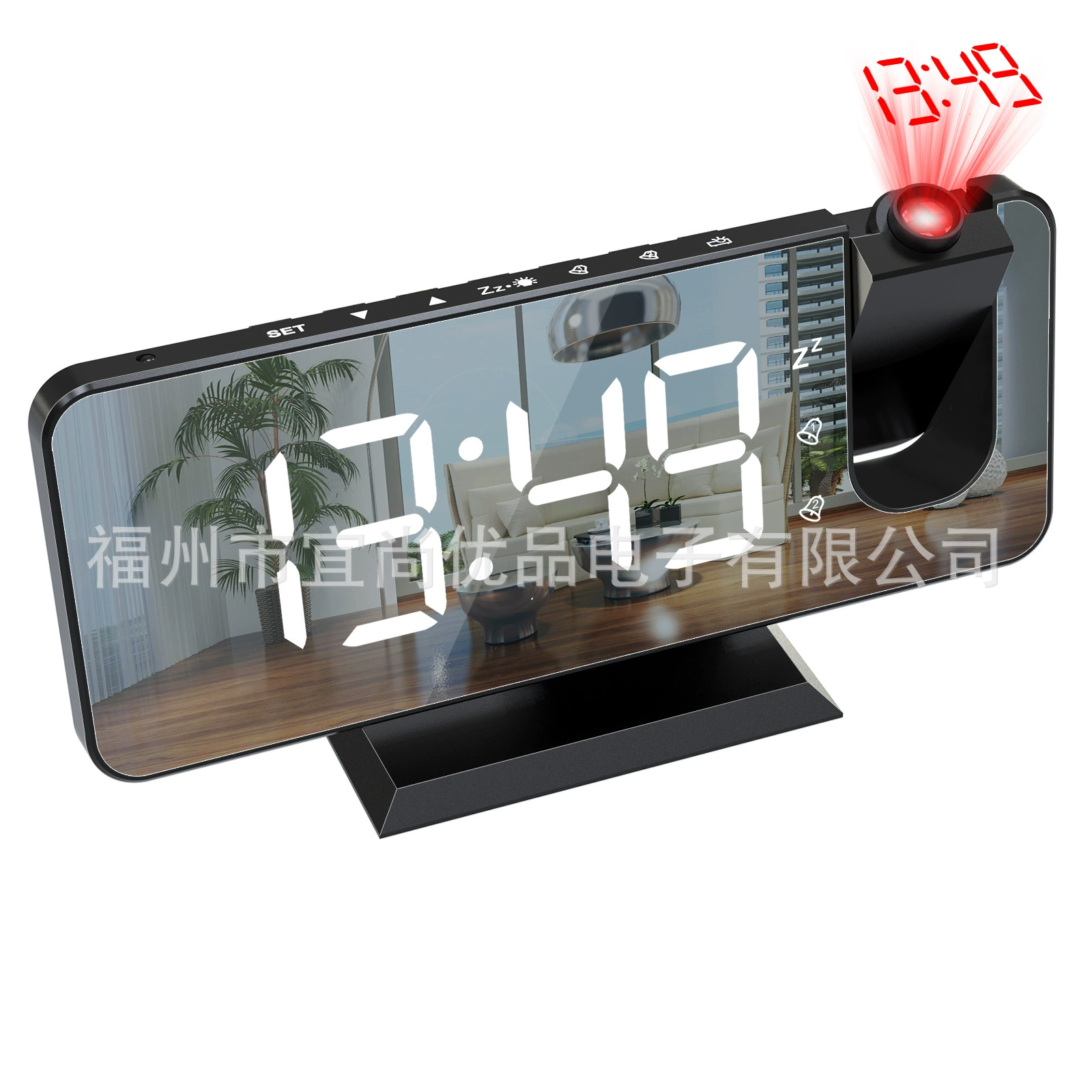 Amazon трансграничный новый двойной будильник Проекционные электронные часы LED зеркало большой экран Будильник проекционные часы