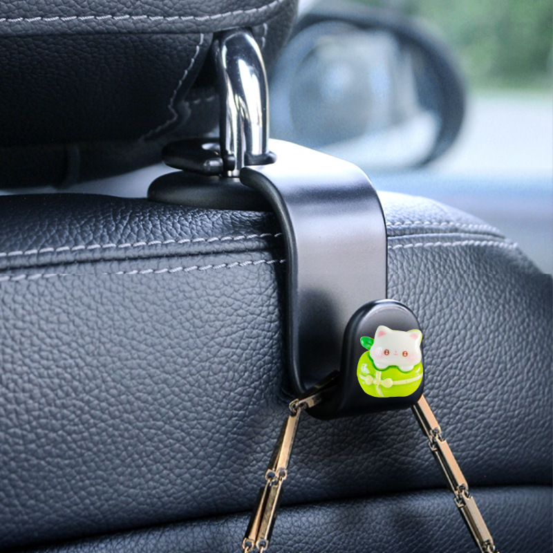 Lindo adorno de coche de gatito de manzana verde adorno de pantalla de navegación de consola central de coche de dibujos animados adorno de cabeza