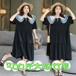 150kg Plus Size Women's Bust 150 140 Plus Size Summer New Loose Doll Collar Slim Dress