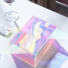 亞克力透明紙巾盒ins風高顏值炫彩辦公室家用茶幾輕奢創意沉蓋式