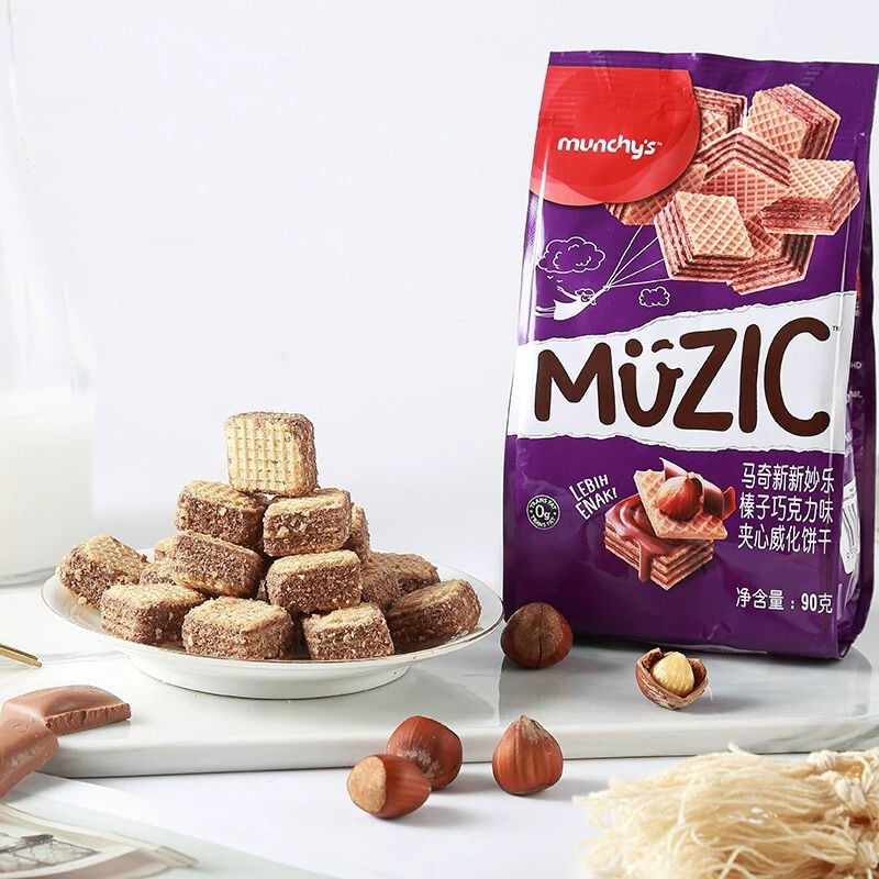 Импортированные печенье Maqi Xinwei с ванилью и лесным орехом шоколадным вкусом, сэндвидч печенье, сетевой красный снек, 90 г