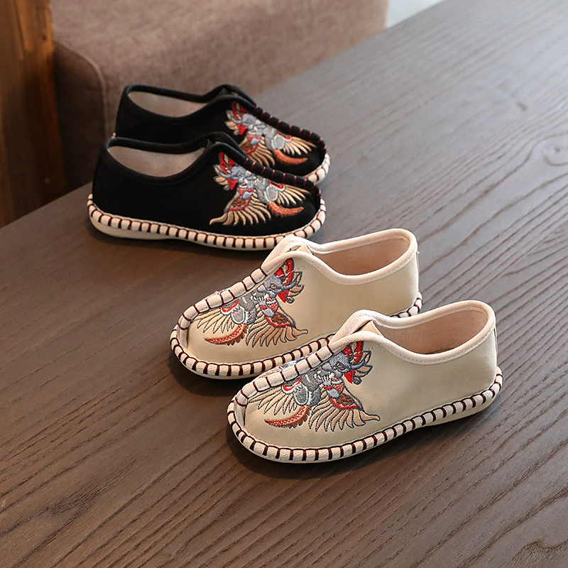 2022 Обувь Hanfu Детская обувь с вышивкой для мальчиков Древний костюм Ханская обувь Китайский стиль Melaleuca Sole Old Beijing Тканевая обувь