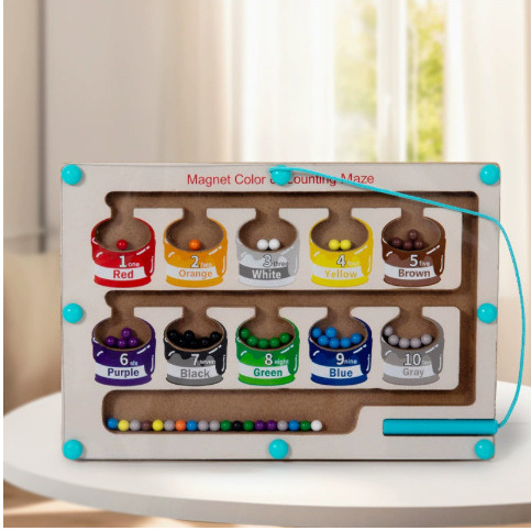 Cpc rompecabezas para niños bolígrafo magnético laberinto digital educación temprana clasificación de color de madera tablero de conteo juguetes de 1 a 3 años