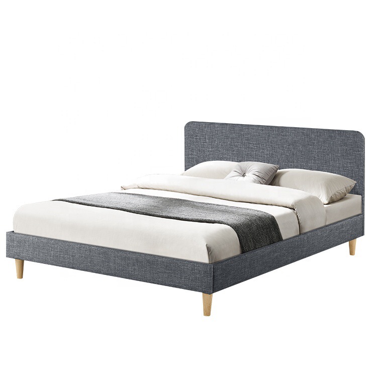 Foreign trade factory fabric bed gray linen single bed double bed bedroom bed large size king bed