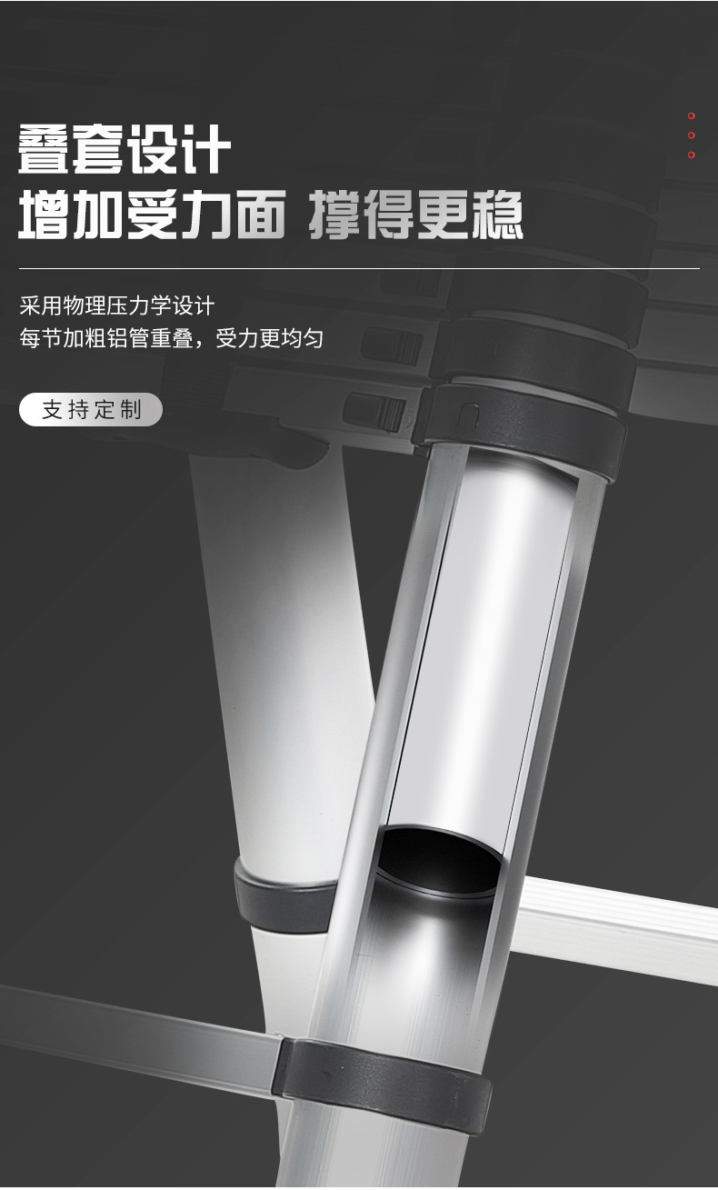 升降铝合金家用折叠楼梯关节人字梯单面直梯竹节梯收缩工程梯详情9