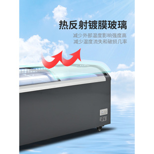 Refrigerator Commercial Horizontal Freezer Freezer Large Capacity Supermarket Convenience Store Transparent Glass Refrigerated Ice Cream Display Cabinet