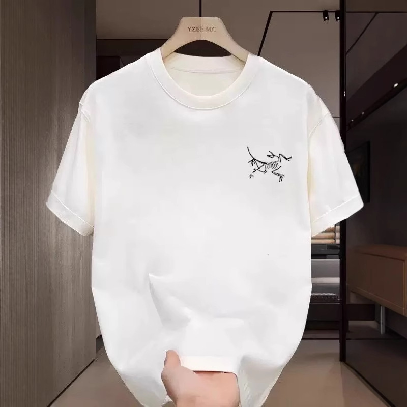 Pure Cotton Heavyweight Short-Sleeved Men's T-Shirt Ins Trendy Brand Handsome Street Loose Round Neck Accessible Luxury T-Shirt Top Summer Wear