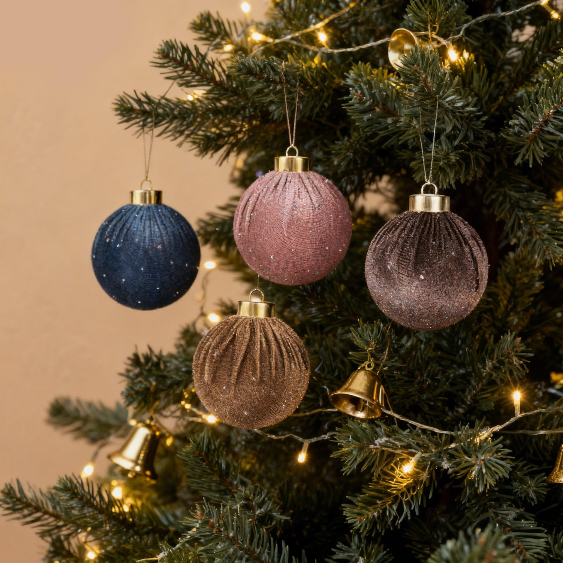 Transfronterizo 8CM set 9 lujo con taladro envuelto tela de peluche bola de Navidad árbol de Navidad bola de decoración de fiesta en casa