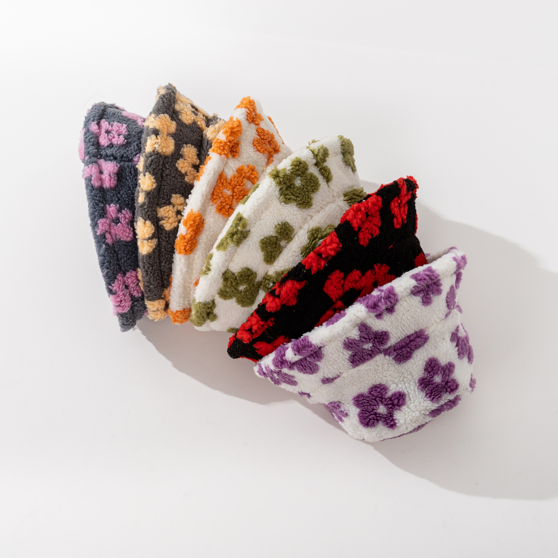 Plush, Polyester Material Flower Pattern Women's Hip-Hop Classic Style Streetwear Flower Printing Short Brim Bucket Hat