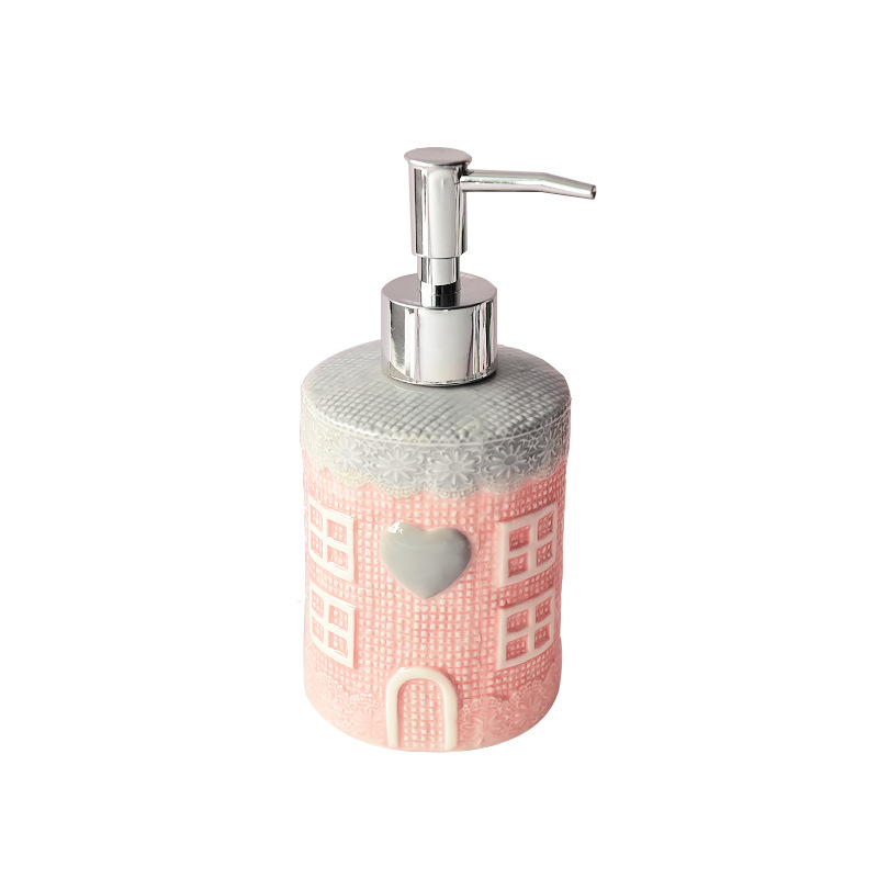 Creativo americano Rosa cerámica mano desinfectante botella baño artículos de tocador ins estilo decorativo decoración botella de prensa