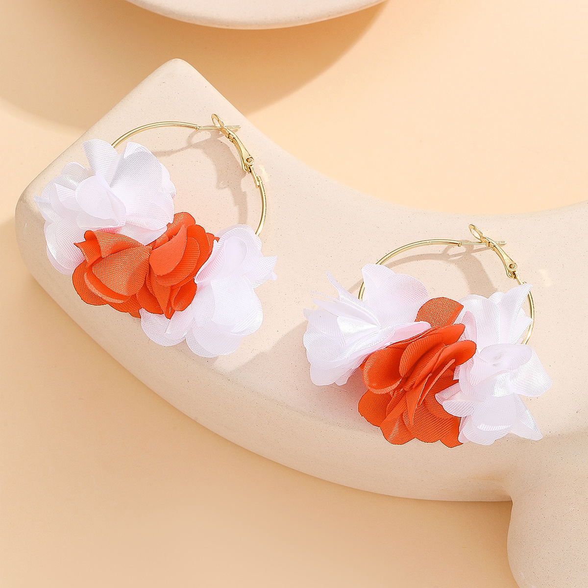 7g Weight Copper Ear Needle Material Earrings Classification 1 Pair Quantity Casual, Street, Shopping Occasion Flower Pattern All Seasons Season Women's Gender Vacation, Bohemian Style 1 Pair Vacation Bohemian Flower Cloth Earrings 16