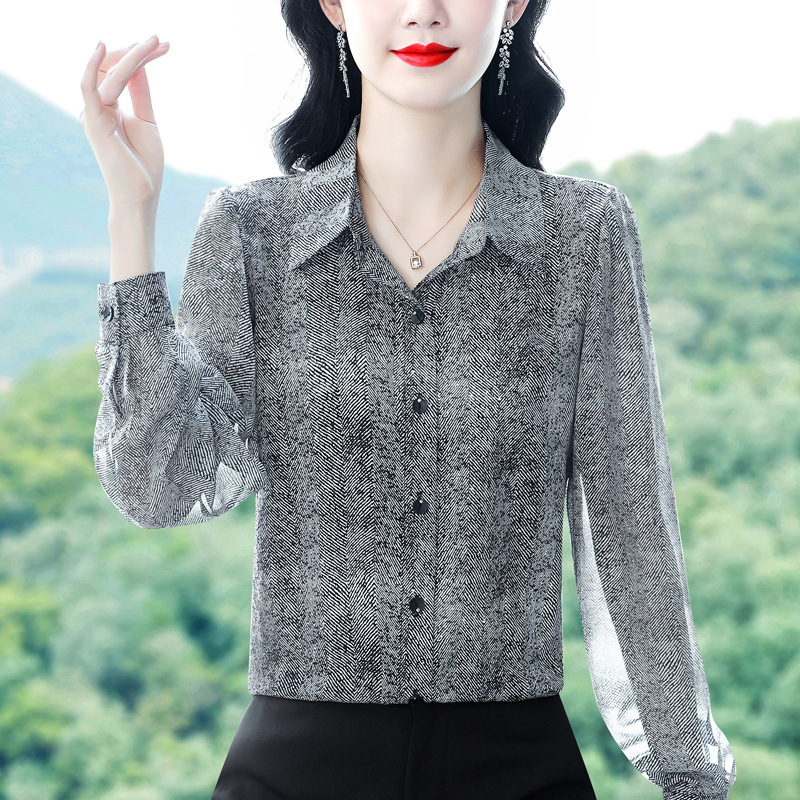 High-End Fashion Women's French Unique Silk Shirt, Light Luxury, Thin Style, Elegant and Simple Long-Sleeve Top, Age-Reducing Shirt High-End Fashion Women's French Unique Silk Shirt, Light Luxury, Thin Style, Elegant and Simple Long-Sleeve Top, Age-Reducing Shirt