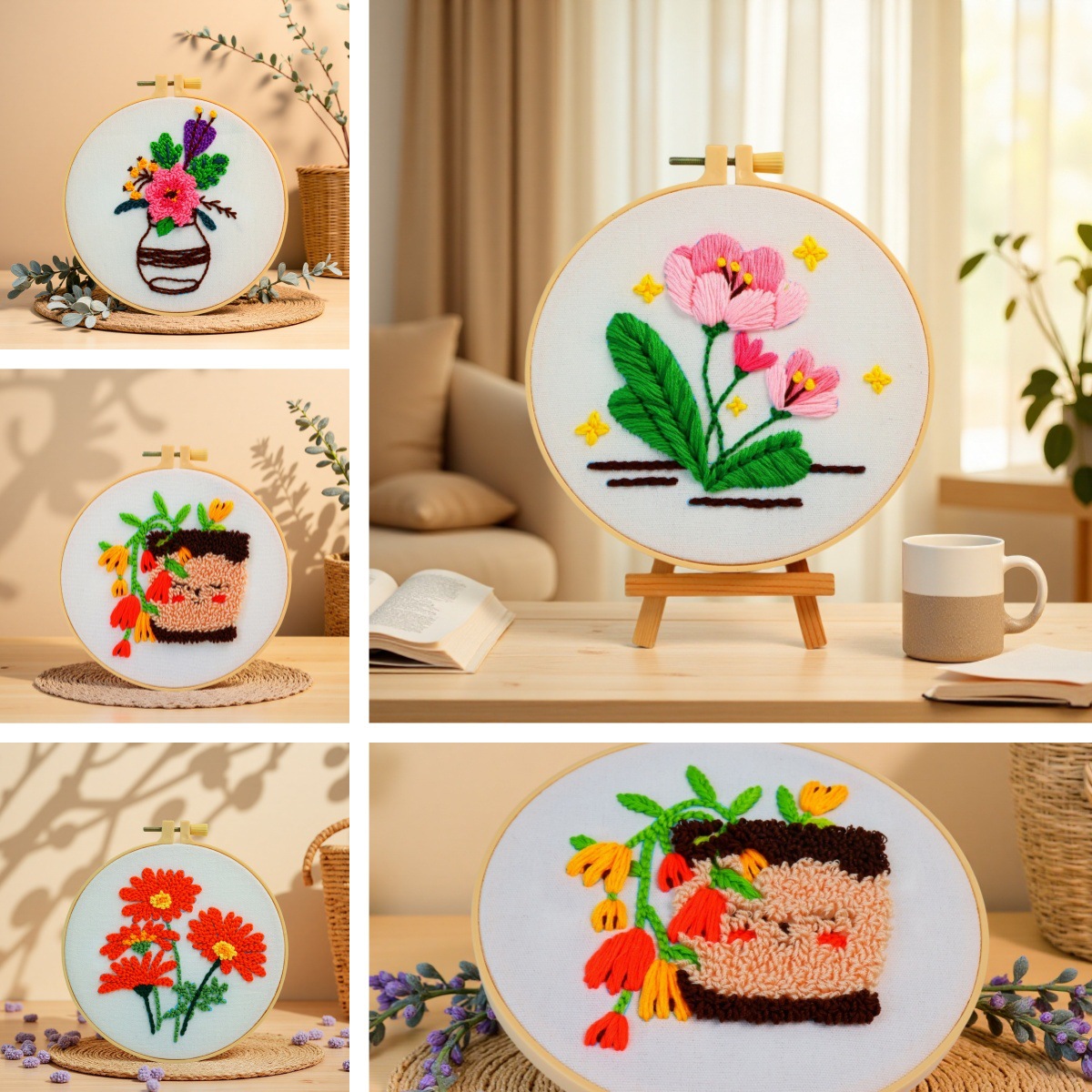 Nuevo paquete de material DIY completo de flores hechas a mano serie de bordado de animales