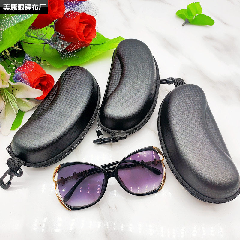black handheld glasses with zipper