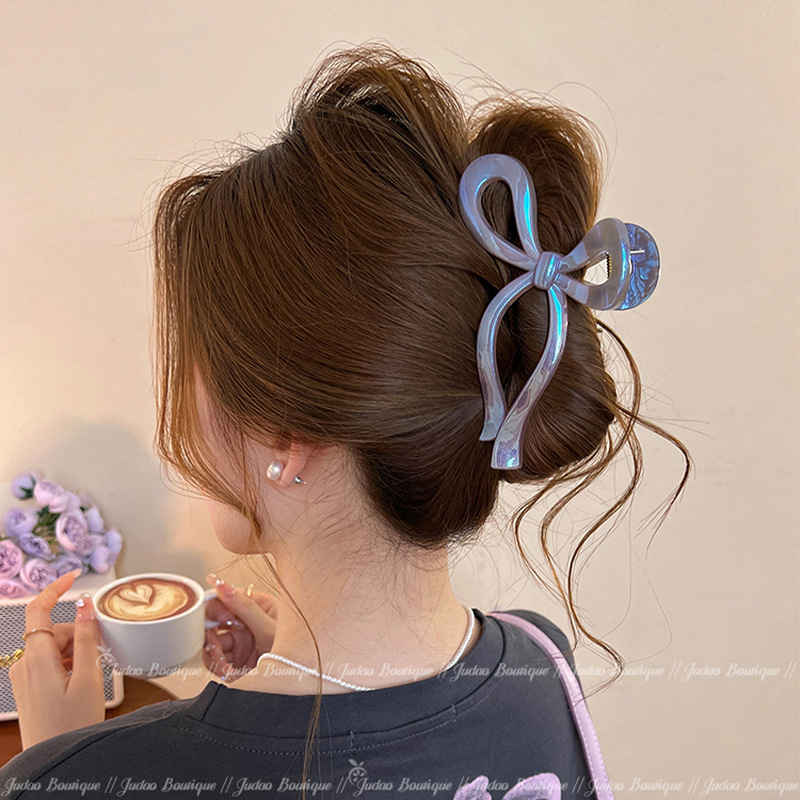 立体リボンクリップ、春夏新作ヘアクリップ、後頭部の髪のボリュームを増やすヘアアクセサリー、サメクリップ、卸売在庫あり|undefined