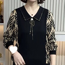 妈妈装流行销售女装宽松秋装漂亮上装休闲长袖中老年奶奶套头上衣