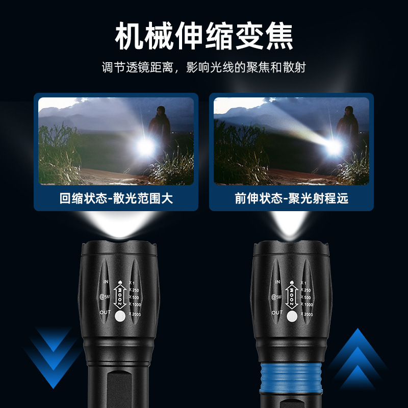 Linterna de luz brillante transfronteriza carga de usuario doméstico brillante mini linterna portátil multifuncional láser nocturno paseo