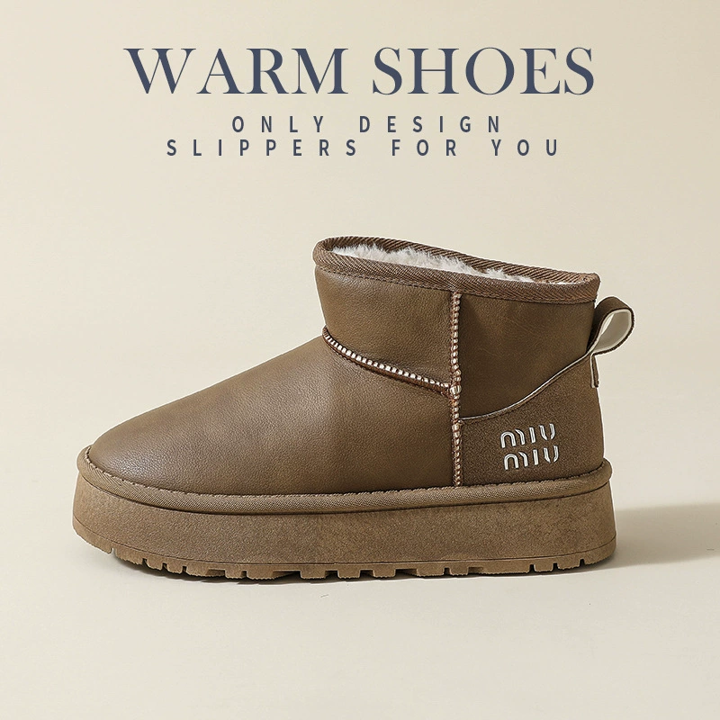 Теплые женские зимние ботинки на толстой подошве, зима 2024, бархатные утолщенные новые хлопковые туфли, очень толстые короткие универсальные ботинки