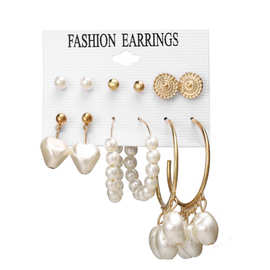 欧美跨境爆款耳环夸张珍珠圆圈流苏earrings亚克力套装厂家销售
