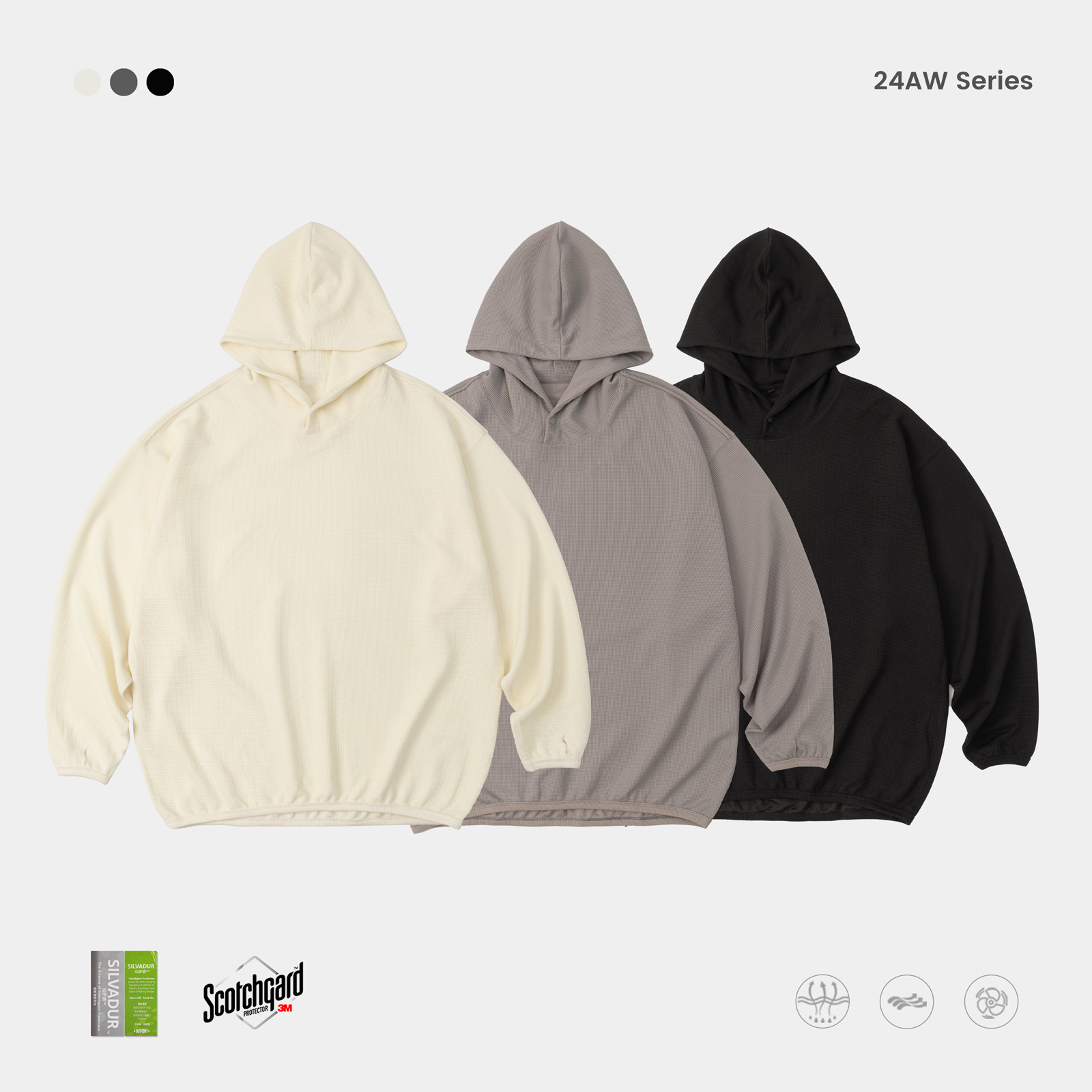 TRS 남자 24AW 일본 와플 느슨한 후디 야외 스포츠 수분을 좋아하는 후디 남자