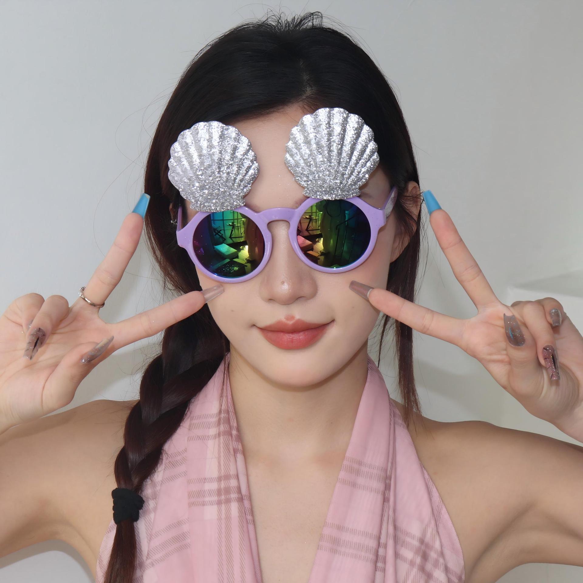 Gafas de Fiesta con Concha Abatible de Plástico ABS Decorativas para Playa y Vacaciones