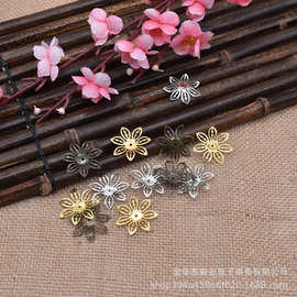 diy饰品配件28mm 镂空七叶花瓣金属花片古风新娘发簪头饰配件材料