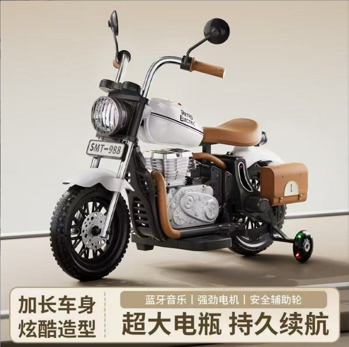 クロスボーダーの新しい子供用電動バイクは、男の子と女の子が座ることができるレトロなハーレーシミュレーションおもちゃの車です|undefined