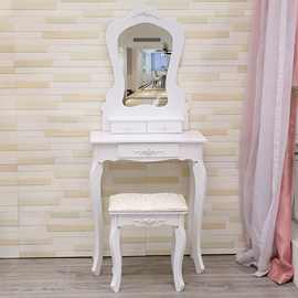 欧式珍珠白梳妆台简约女性化妆台家用美妆潮流时尚化妆桌带凳