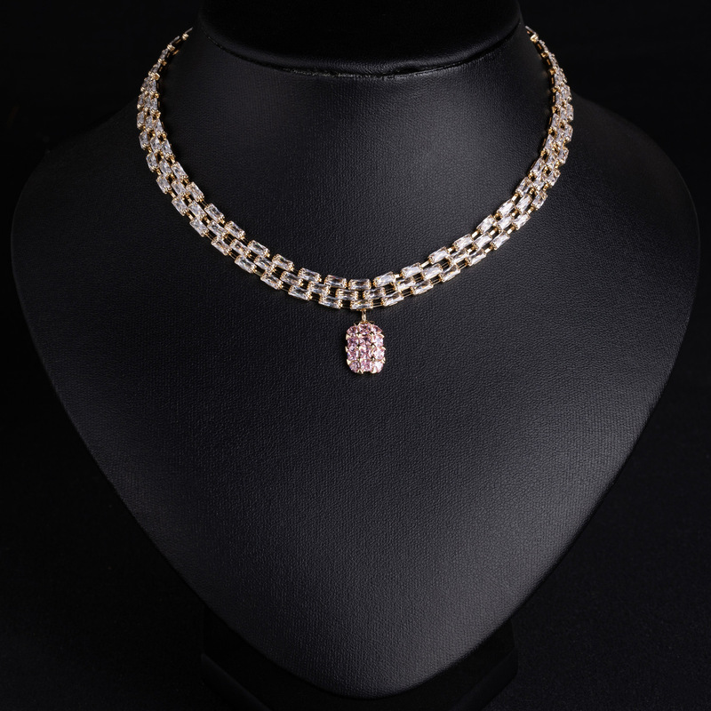 Aliexpress New Accessories Sexy Square Zircon Adjustable Neck Chain Trendy Shiny Clavicle Chain Light Luxury Style