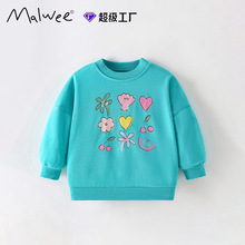malwee女童秋款童装洋气新款卫衣欧美中小童圆领衫套头休闲上衣