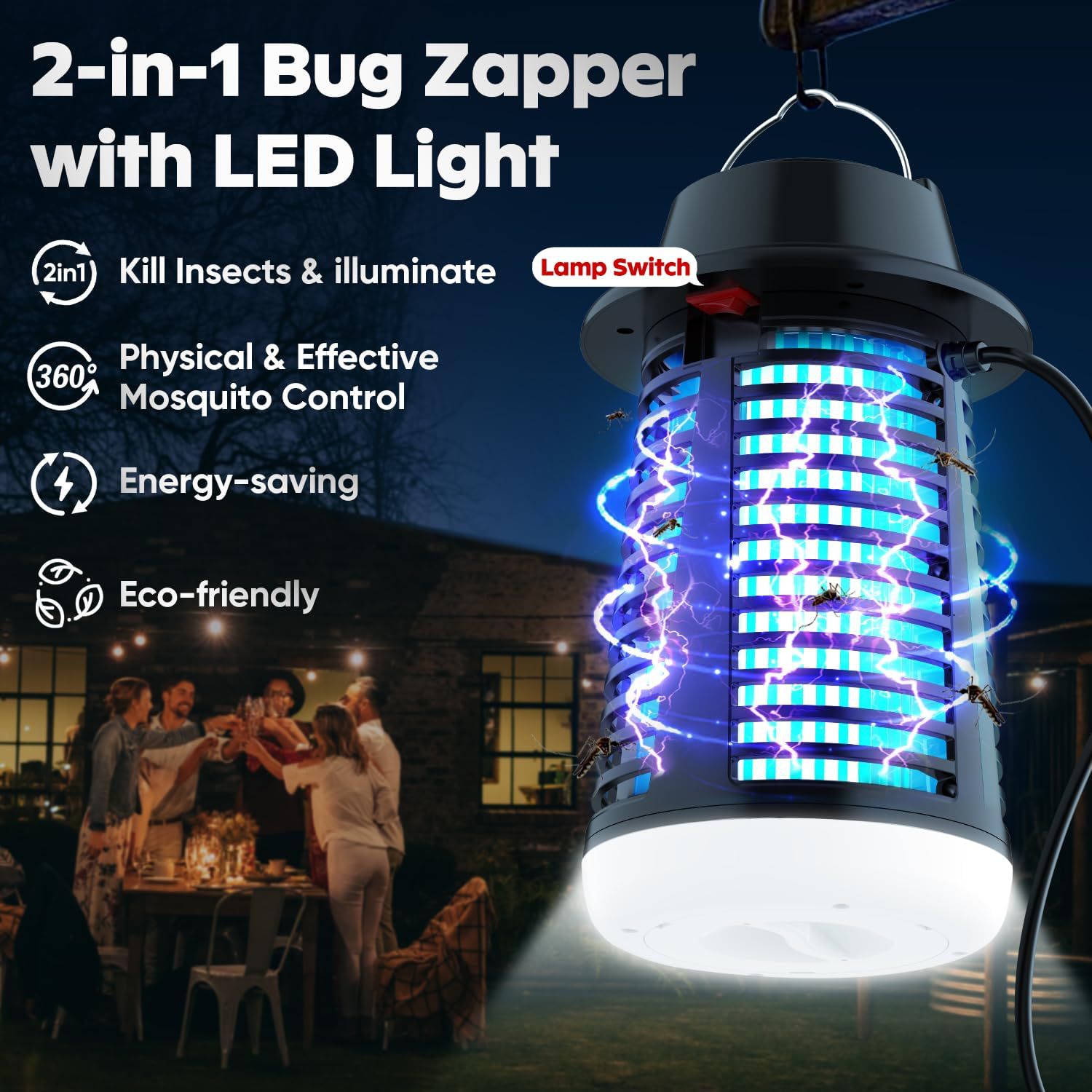 New Cross-border Electric Shock Killer Lamp, IPX4 Waterproof Mosquito Killer, LED Light, 4200V, Direct Plug-in Model For_voghion.com