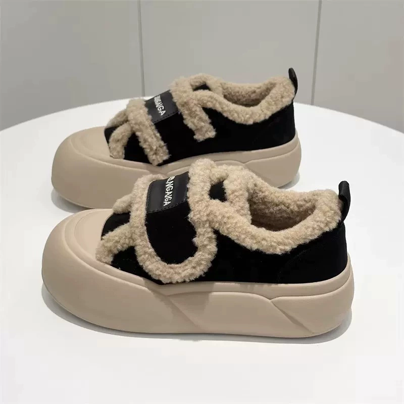 Волшебная наклейка хлопчатобумажная обувь женская бархатная утолщение 2024 осень и зима новая педаль Lefu обувь хлебная обувь прилив