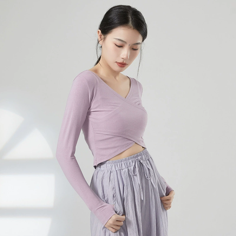 Спортивная одежда для танцев Взрослые женщины носят топы с длинными рукавами до и после