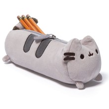 Large Capacity Cute Cat Zippered Plush Pencil Case Gray Cat