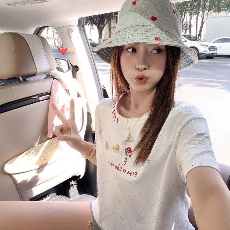 美式重磅纯棉大码女装2025新款重工刺绣百搭短袖T恤女宽松上衣女|undefined
