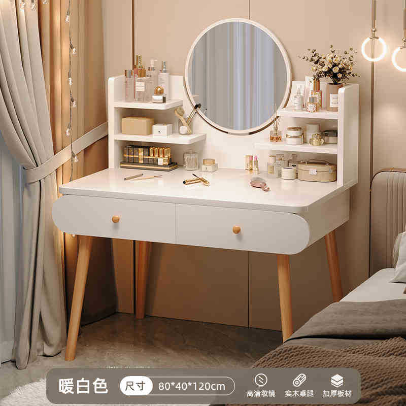 Tocador moderno minimalista nórdico para dormitorio, mesa de maquillaje con espejo, mueble de maquillaje para apartamento pequeño, tocador de celebridad de internet para dormitorio principal, mesa de maquillaje para niña.
