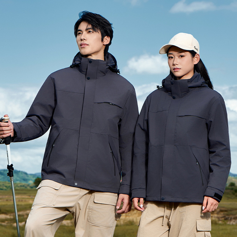 韓国版の男性と女性のアウトドア新作ジャケット スリーインワン防風防寒ジャケット カップル登山スキージャケット|undefined
