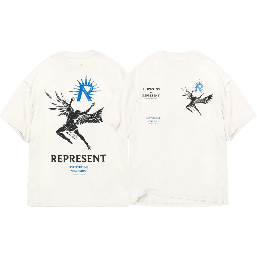 Marca de moda transfronteriza REPRESENT sol ala dios personaje lema logo hombre suelto casual camiseta de manga corta