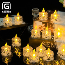 led电子蜡烛灯ins玫瑰茶蜡透明水晶小夜灯求婚氛围灯LED电子蜡烛