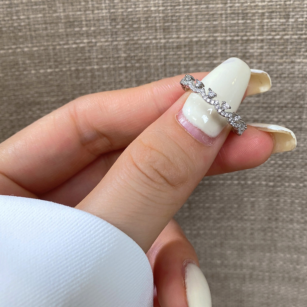 Fashion Geometric Sterling Silver Inlay Rhinestones Rings