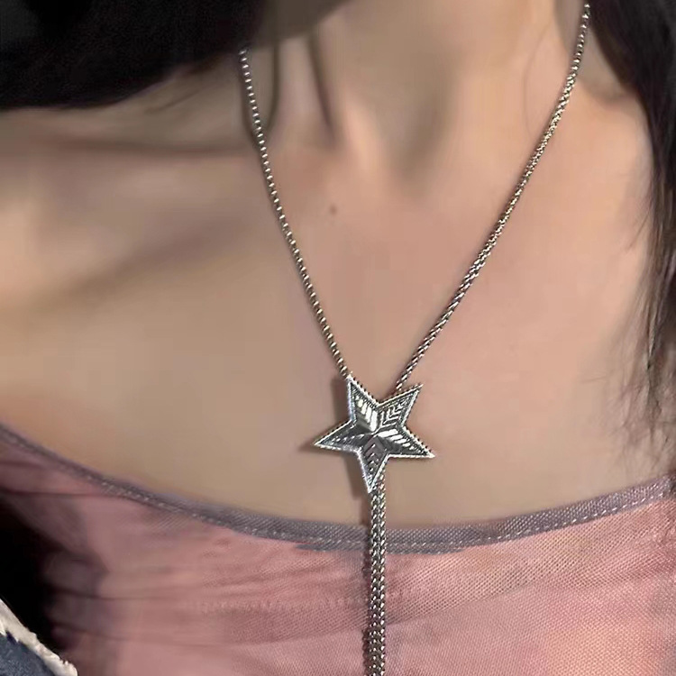 Sweet cool style retro Star pull chain necklace female niche personality design sense high-grade all-match waist chain necklace fashion