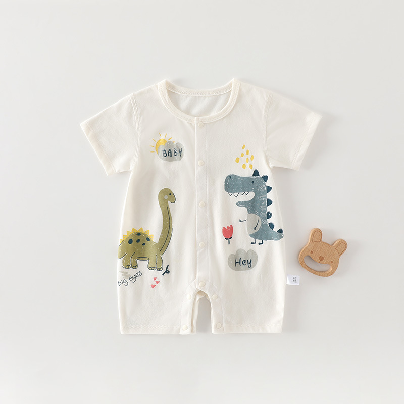 Summer Baby Short-Sleeved Jumpsuit, Class a Pure Cotton, Male and Female Baby Rompers, Newborn Clothes, Infant Rompers