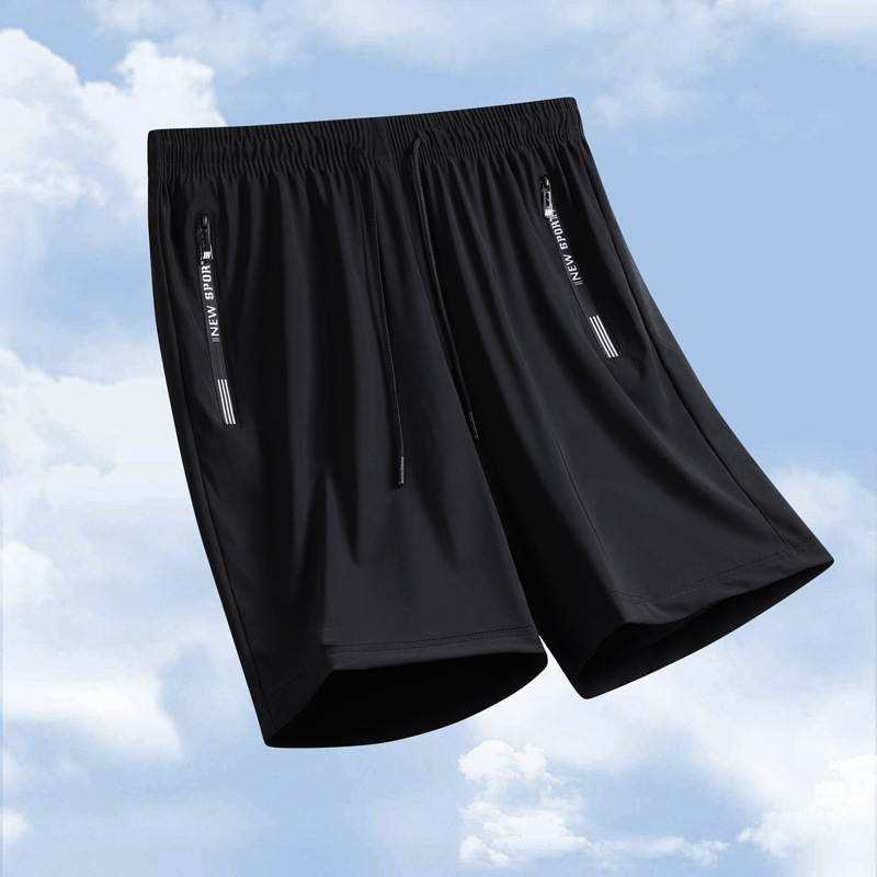 Men's Casual Large Size Ice Silk Cool Shorts for Summer, Fashionable and Unique Floral Zipper Loose Shorts