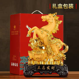生肖马绒沙金工艺品汽车摆件 马到成功五福金马立马成功 商务礼品
