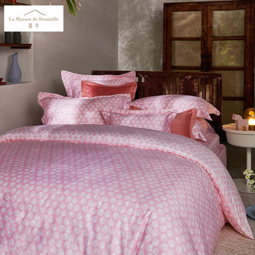 Light luxury bed four-piece set pure cotton satin print double sheet quilt cover 1.5m bedding set