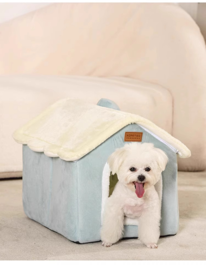 Warm Winter Cat House Villa Enclosed Cat Bed And Pet Hideaway_voghion.com
