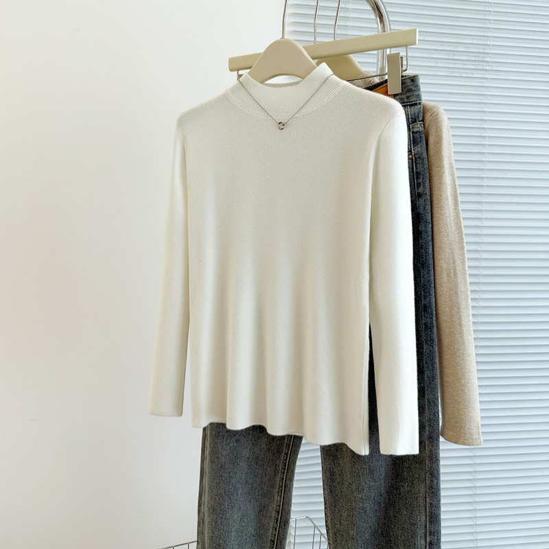 商品详情图_实拍原版半高领打底衫秋冬新款羊毛针织衫女百搭洋气