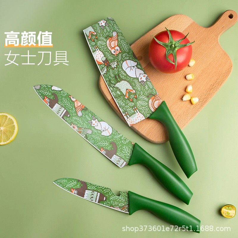 Kitchen Knife Women's Household Full Set of Kitchen Knives Stainless Steel Sharp Meat Cleaver Slicing Knife Mini Chef Fruit Knife